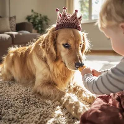 Golden Retriever King Shares a Treat