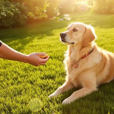 Attentive Golden Retriever Awaits Treat