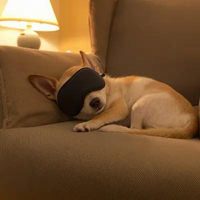 Chihuahua Napping with Sleep Mask