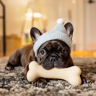 Adorable French Bulldog Puppy with Toy Bone