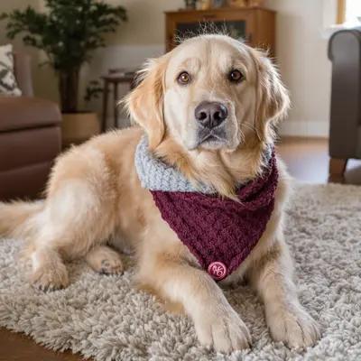 Cozy Golden Retriever in Knitted Scarf