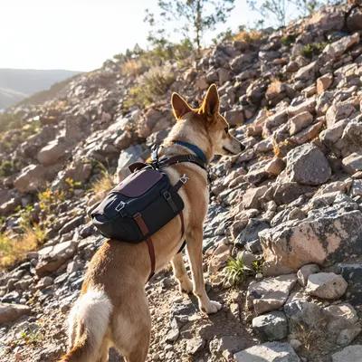 Adventurous Dog on Rocky Mountain Trail