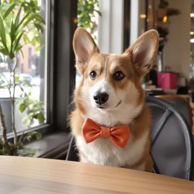 Dapper Corgi Enjoying a Cafe Visit