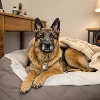 Noble German Shepherd Resting in Home Office