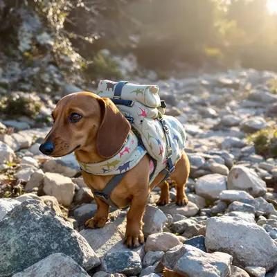 Courageous Dachshund on a Rocky Mountain Trail